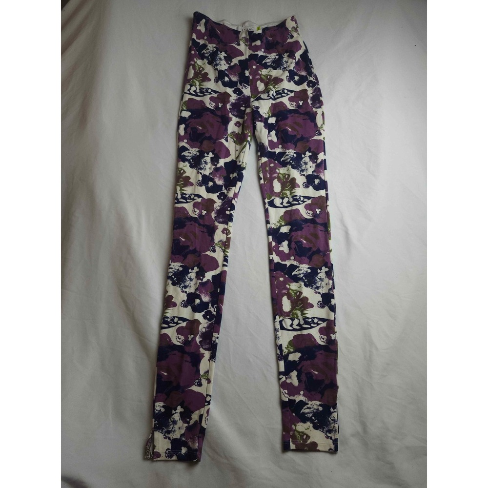 Lysse Womens Purple White Floral Camo High Waisted Leggings Size Small Slim Fit
